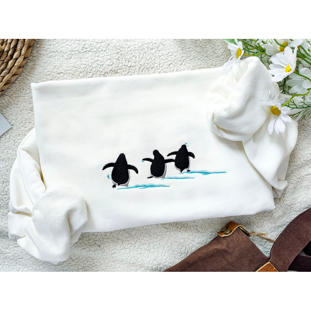 Cute Embroidered Penguin Sweatshirt,Sarcastic Penguin Sweater,Hawaii Sweatshirt, Gift for Animal Lover.jpg