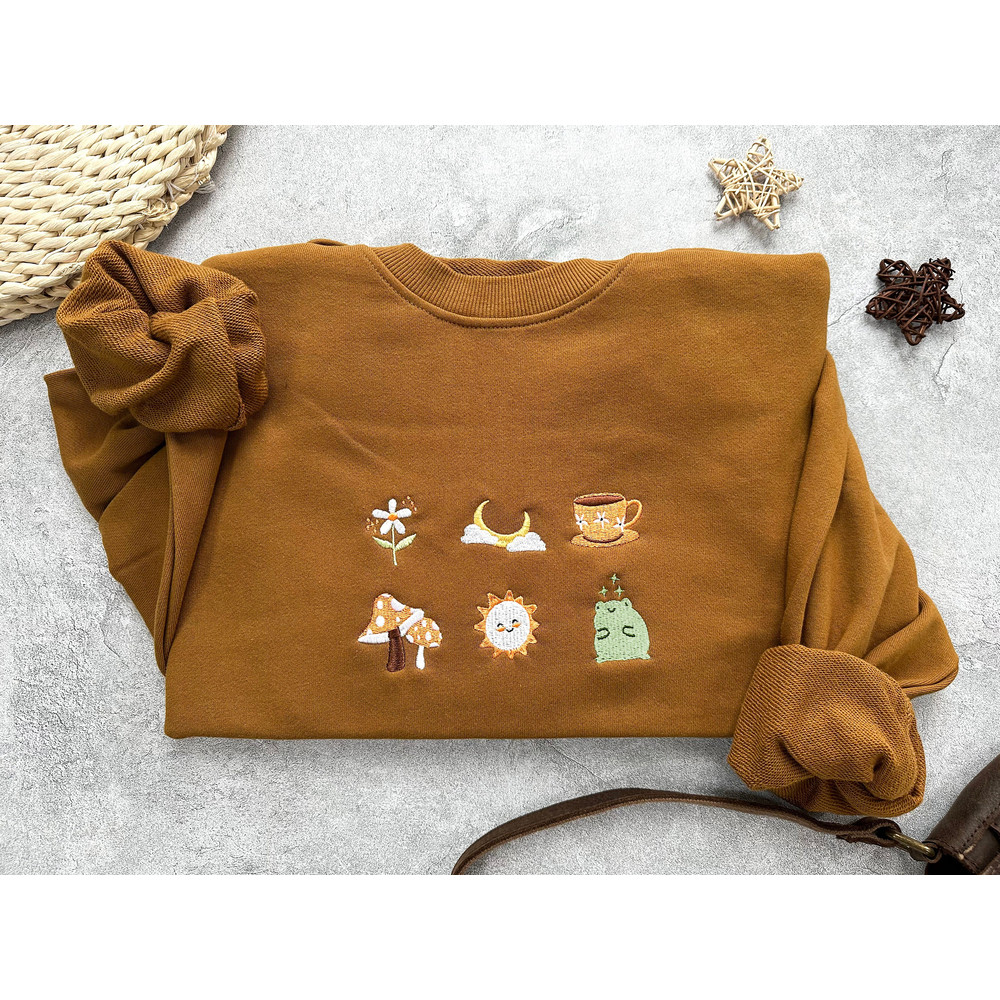 Cute Frog Embroidered Sweatshirt,Moon and Sun Sweatshirt,Trendy sweatshirt,Sweatshirt women,Gift for her,Gifts for friends.jpg