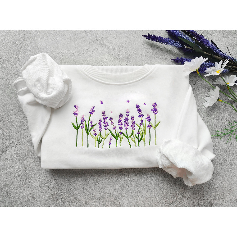 Lavender Embroidered Sweatshirt,Floral Sweatshirt,Crewneck Sweatshirt,Valentine's Day Gift,Gifts For Her.jpg