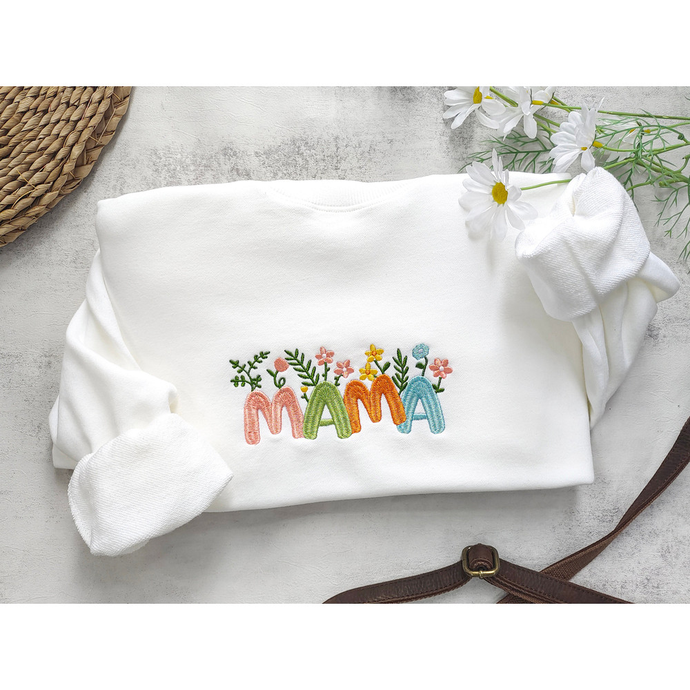 Mama Embroidered Floral Sweatshirt, Embroidery Sweatshirt Flower Letter,Custom gifts for Mom,Gifts for Mother's day.jpg