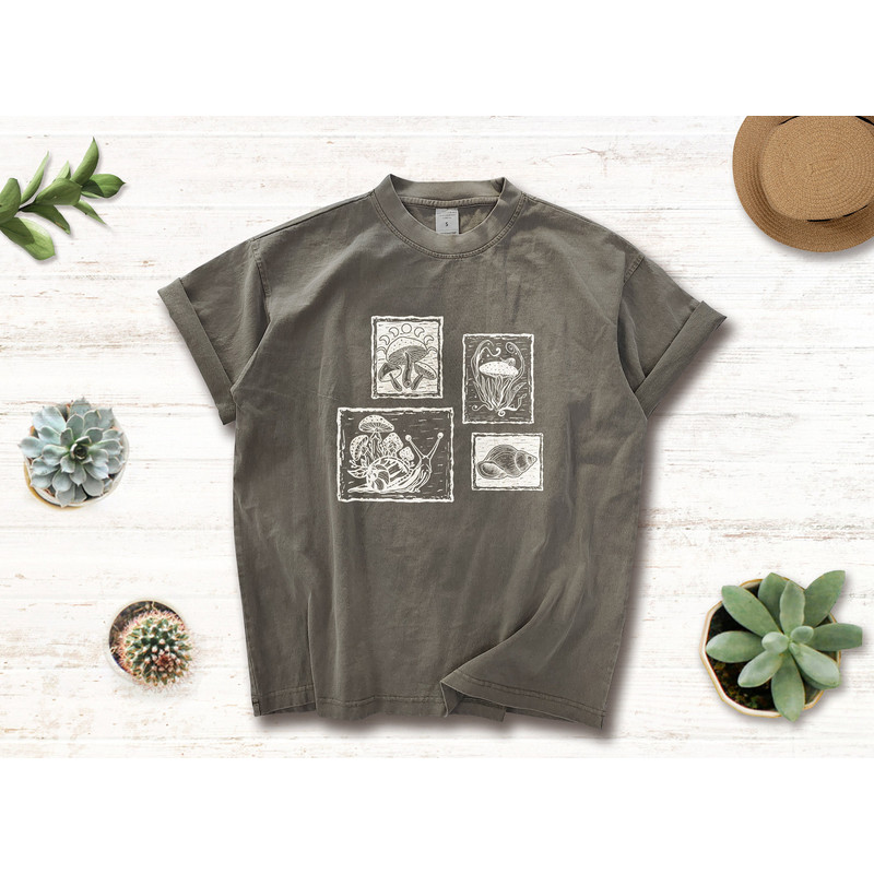 Oversized Crewneck vintage Happy Kawaii Snail aesthetic tshirt,Botanical Abstract line fine art prints,Gifts for her.jpg