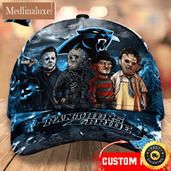 Carolina Panthers Nfl Personalized Trending Cap Mixed Horror Movie Characters