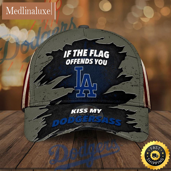 Los Angeles Dodgers If The Flag Offends You Kiss My Dodgersass All Over Print 3D Classic Baseball CapHat.jpg