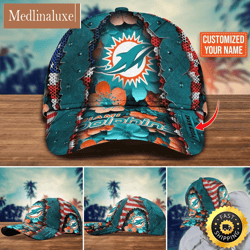 NFL Miami Dolphins Baseball Cap Custom Name Football Cap For Fans