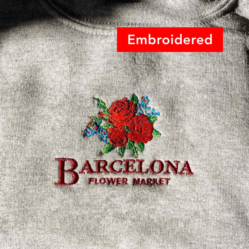 Barcelona Sweatshirt, Spain crewneck, Vintage Flower Market Embroidered sweater.jpg