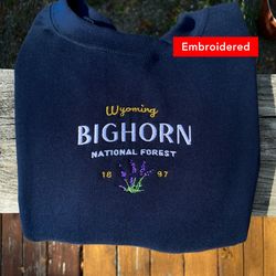 bighorn national forest sweatshirt, vintage embroidered wyoming sweater