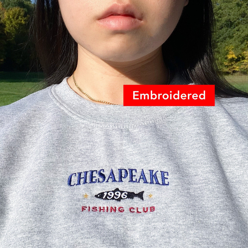 Chesapeake Fishing vintage sweatshirt embroidered, retro maryland crewneck.jpg