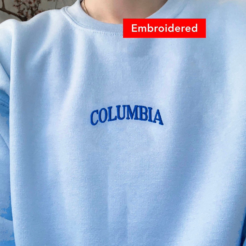 Columbia Sweatshirt Embroidered, Crewneck Embroidered Vintage Sweater.jpg