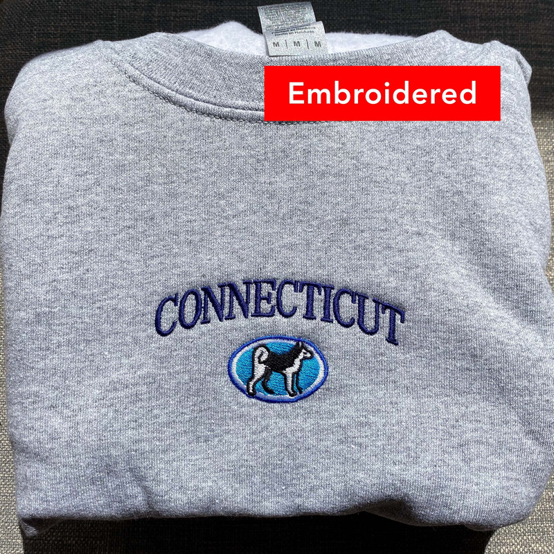 Connecticut Sweatshirt, Husky Shirt, vintage crewneck embroidered, varsity college sweatshirt.jpg