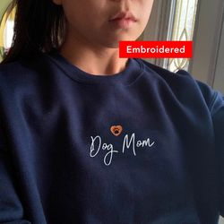 dog mom sweatshirt, dog lover gift, dog rescue, embroidered crewneck