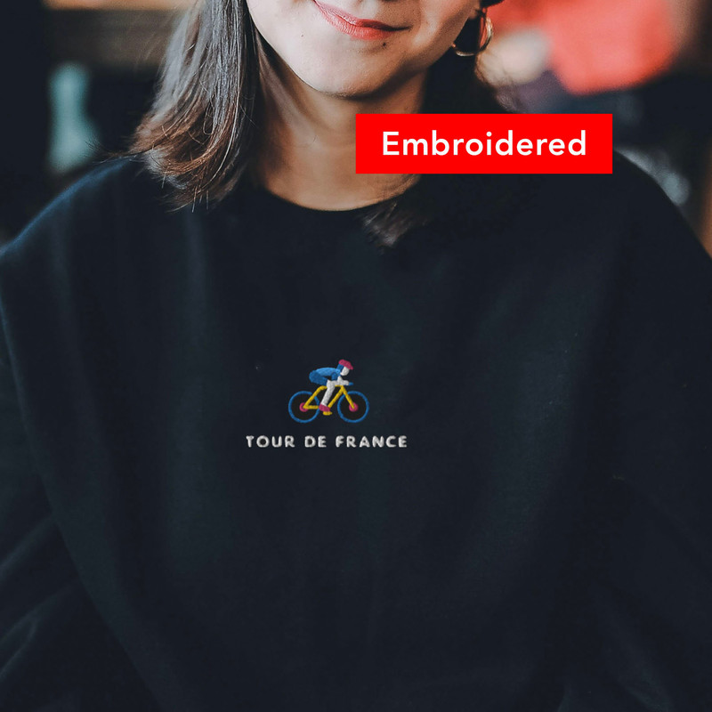 France Sweatshirt, Paris Bicycle Embroidered Crewneck, Tour De France.jpg