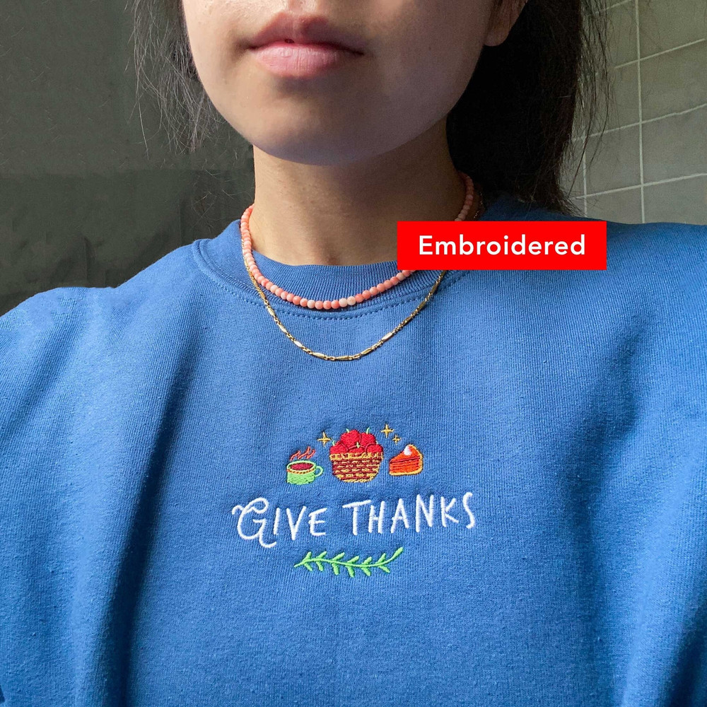 GIVE THANKS Thanksgiving sweatshirt, thankful embroidered fall crewneck vintage sweater.jpg