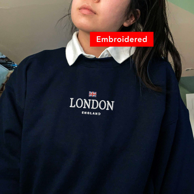 London England Sweatshirt Embroidered, vintage Britain crewneck, UK sweater.jpg