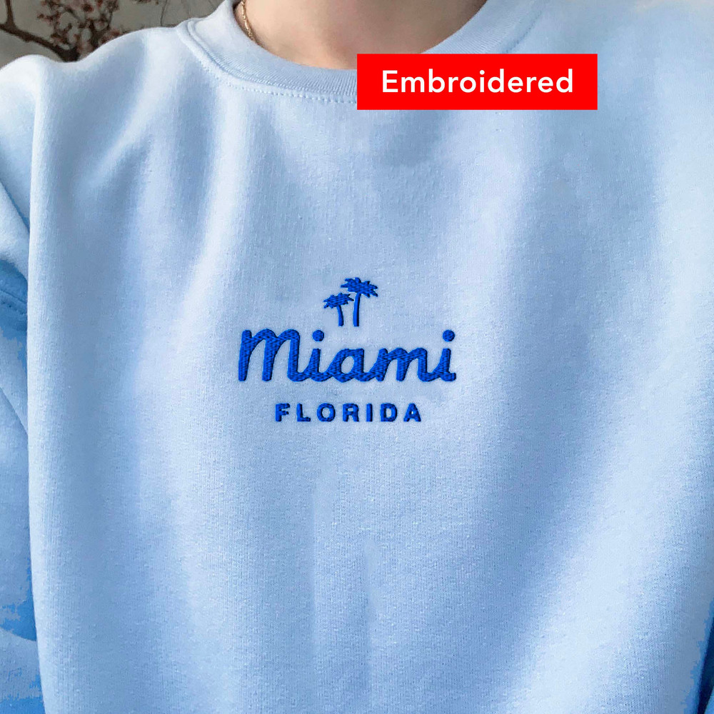 Miami Sweatshirt vintage crewneck, Florida beach shirt embroidered sweater.jpg