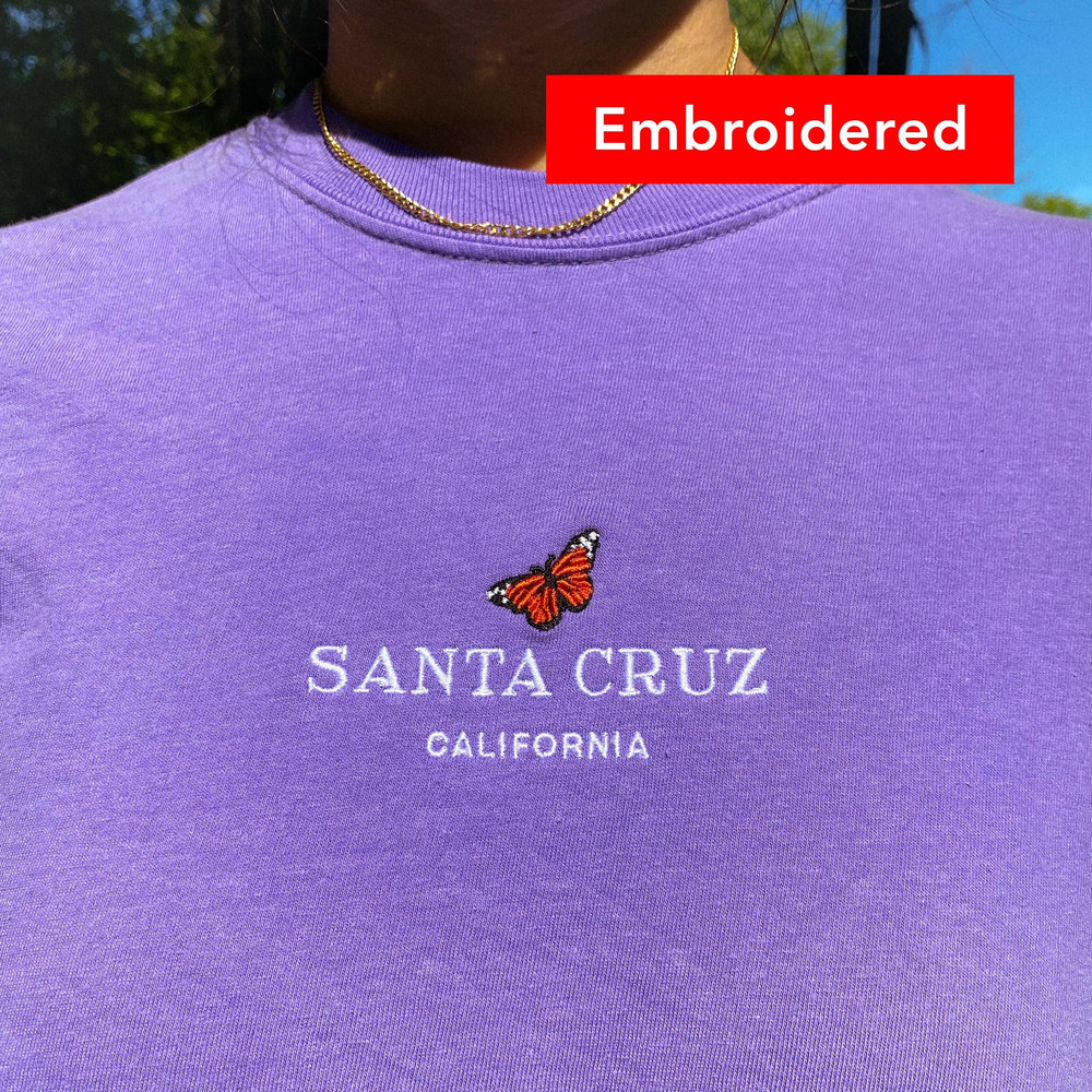 Santa Cruz California t-shirt, butterfly vintage tee embroidered, comfort colors UNISEX.jpg