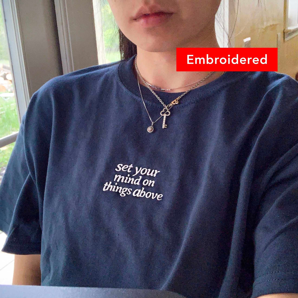 Set Your Mind Embroidered christian T-Shirt, Vintage graphic t-shirt, Faith shirts.jpg