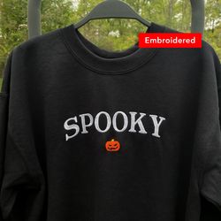 spooky sweatshirt, embroidered pumpkin crewneck, vintage halloween