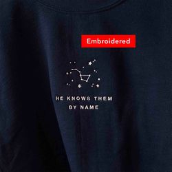 stars bible verse sweatshirt christian crewneck embroidered, worship shirt