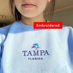 tampa florida sweatshirt, dolphin crewneck, vintage sweater