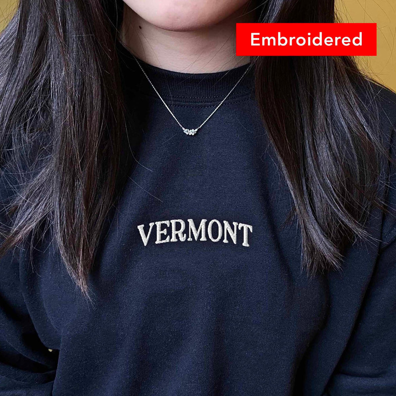Vermont Sweatshirt Embroidered Vintage Crewneck, Cute University Sweater.jpg