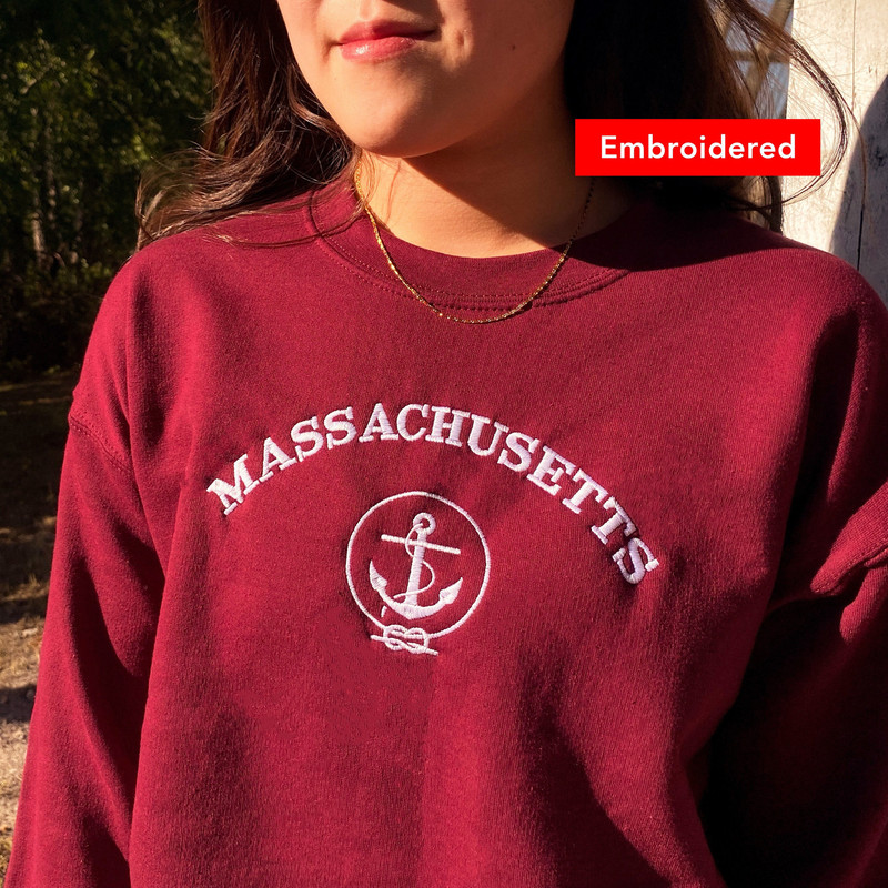 Vintage Massachusetts sweatshirt embroidered, state crewneck.jpg