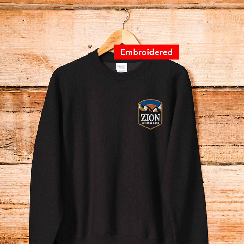 Zion National Park Sweatshirt, Embroidered crewneck, Hiking Mountain sweater.jpg