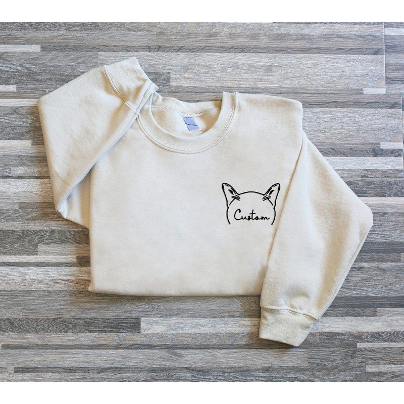 Custom Cat Ears On Chest Embroidered Sweatshirt, Custom Mama Shirt With Pet Names, Cat Mom On Chest, Cat Ears On Chest, Mother's Day Gift.jpg