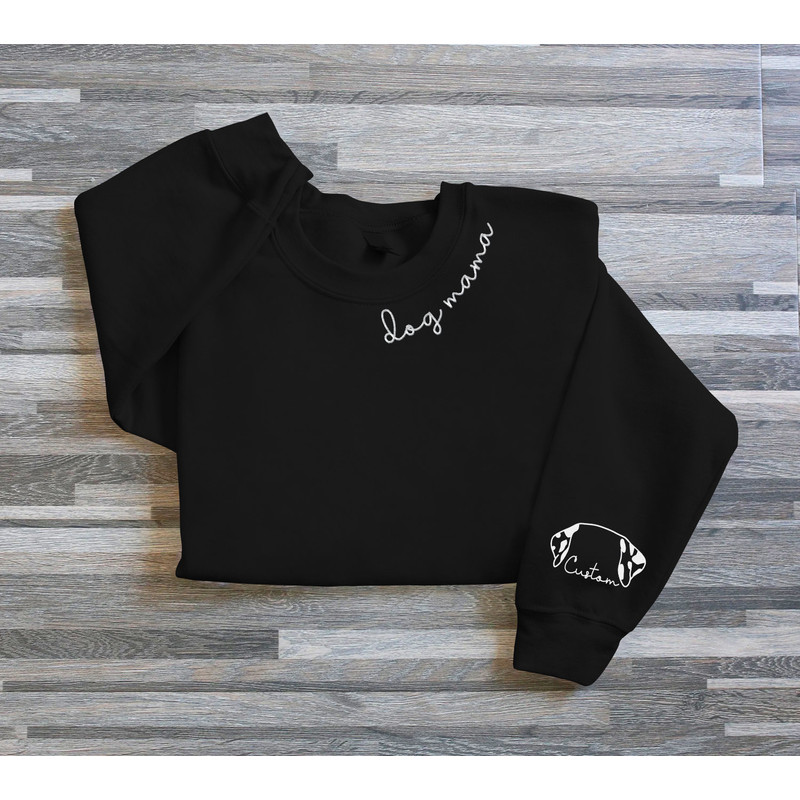 Custom Dog Mom Embroidered Sweatshirt, Custom Mama Shirt With Pet Names, Dog Mom On Neckline, Dog Ears on sleeve, Mother's Day Gift.jpg