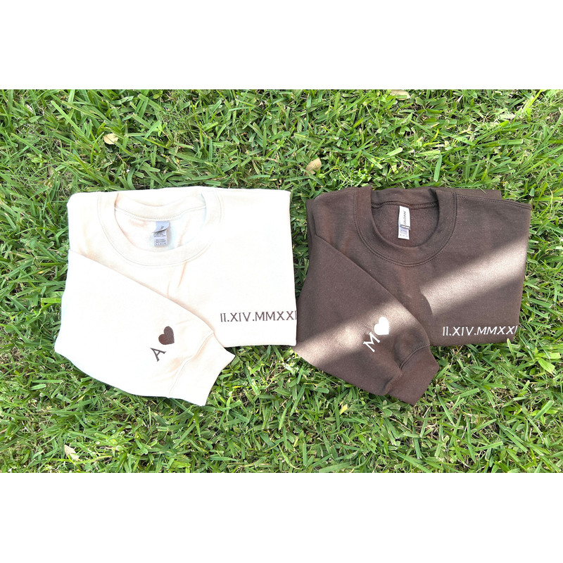 Custom Embroidered Roman Numeral Sweatshirts, Personalized Couples Gifts, Anniversary Gifts, Valentine's Day Gifts, Couples Sweatshirt.jpg