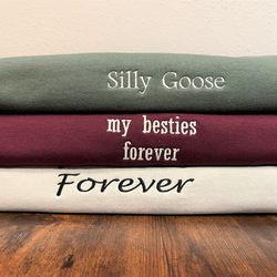 custom embroidered sweatshirt  custom text crew sweatshirt  personalized crewneck sweater  couples matching sweatshirts