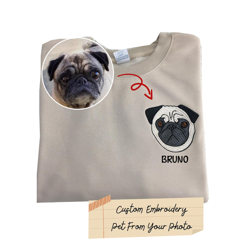 Custom Pet From Your Photo Embroidered Sweatshirt, Personalized Pet Face and Pet name Sweatshirt, Custom Pet Cartoon Hoodie, Pet Sweater 1.jpg