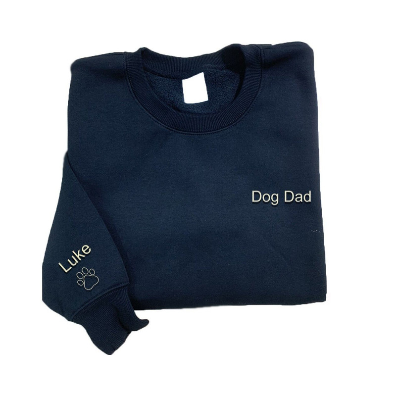 Dog Dad Embroidered Sweatshirt, Dog Dad Hoodie, Custom Dad shirt with dog names and Paw on sleeve, Dog lover gift.jpg