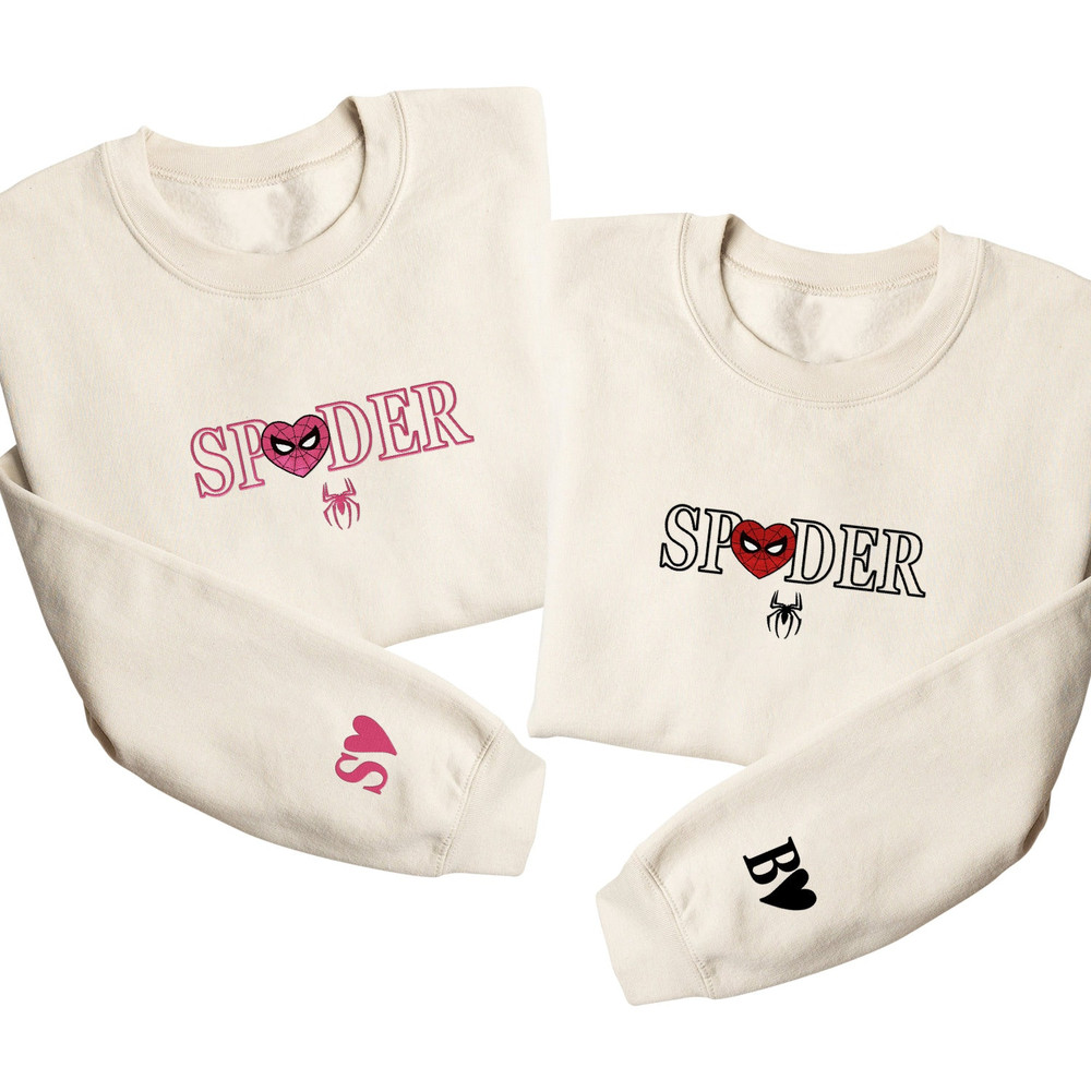 Embroidered Spiderman and Spider women Sweatshirt, Anniversary Gift, Gift For Couples, Lovely Sweatshirt, Magic Trip Hoodie 1.jpg