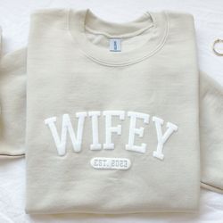 personalized wifey sweatshirt, wedding gift, gift for bride, new wife sweatshirt, unique bridal shower gift, newlywed ho