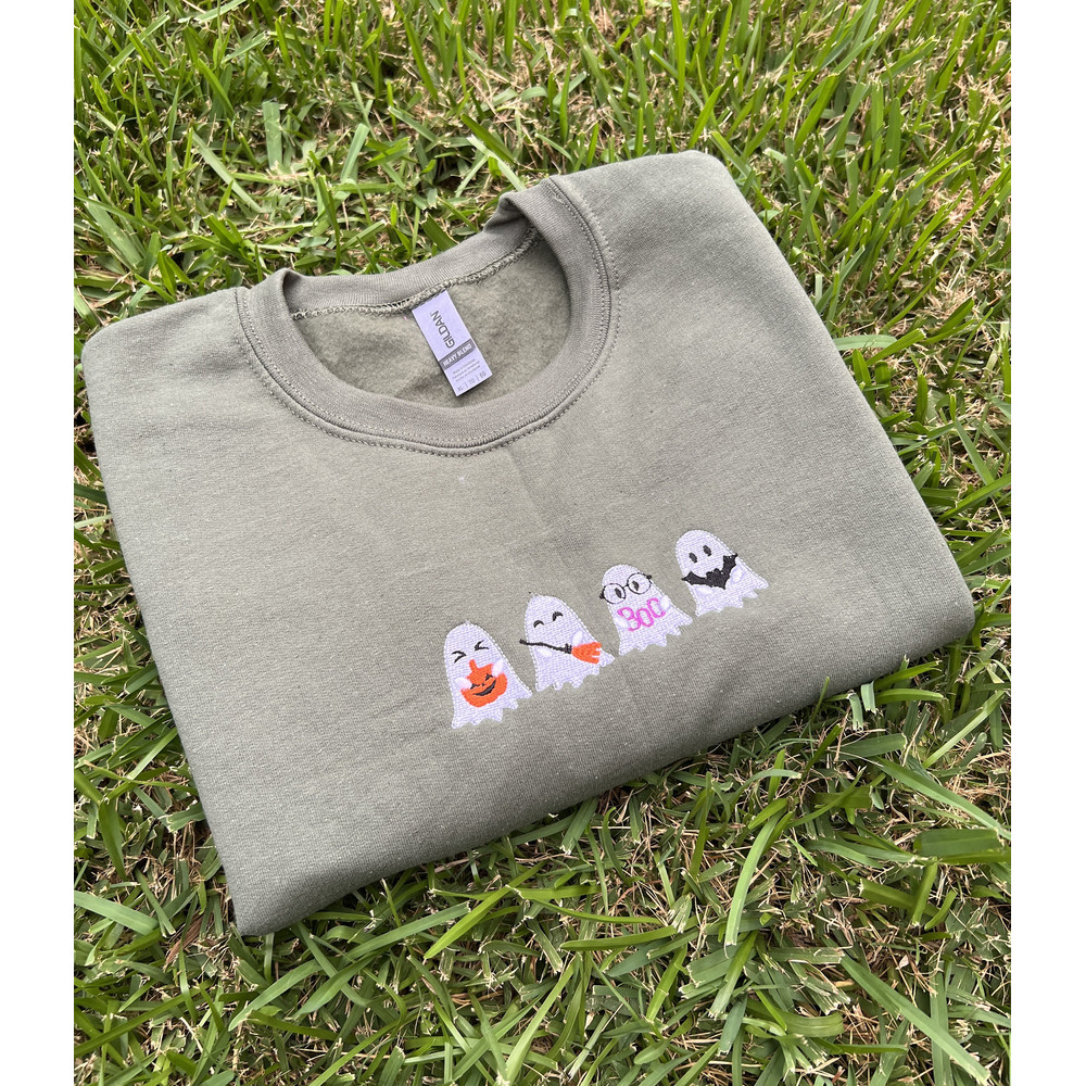 Spooky Ghost Embroidery Sweatshirt Boo Bat Broom Pumpkin Ghost Embroidery Crewneck Halloween Xmas Ghost Sweatshirt Spooky Season.jpg