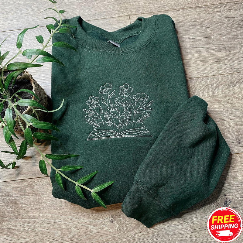 Customizable Embroidered Birth Month Flower Sweatshirt Book with Floral Embroidery Mother's Day Gift Gift for Mom Gift for Grandma.jpg