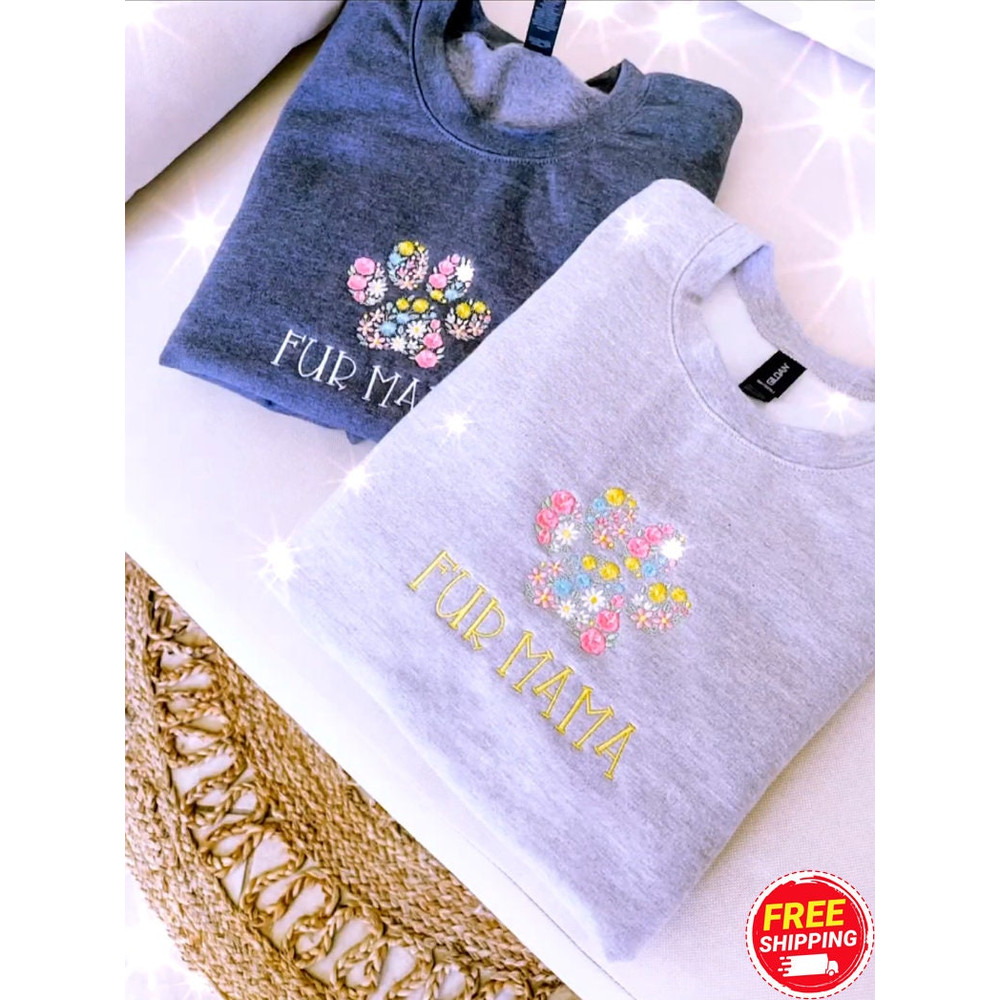 Mama Embroidered Sweatshirt, Custom Floral Fur Mama Embroidered with Name Heart on Sleeve, Mothers Day Gift Personalized, Gifts for Mom.jpg