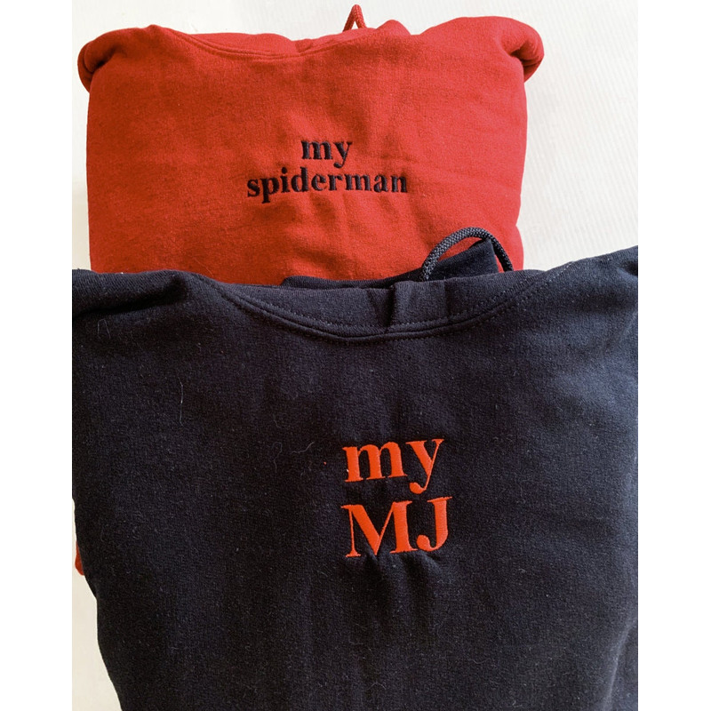 My Spider Embroidered Sweatshirts with Name Heart on Sleeve, Embroidered Clothing, Embroidered Shirts, Embroidered Sweater.jpg