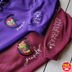 tree of life  mama embroidered sweatshirt, customized grandma family sweatshirt, elderly mothers day sweatshirt, our 1sr