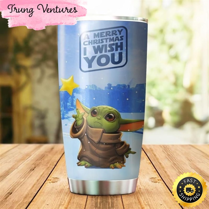 Baby Yoda A Merry Chiristmas I Wish You Gift For Lover Day Travel Tumbler.jpg