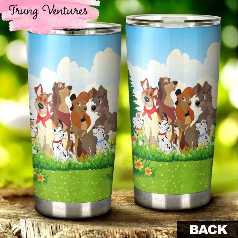 Cartoon Movie 101 Dalmatians Lady Tramp Stainless Steel Tumbler For Disney Fan.jpg