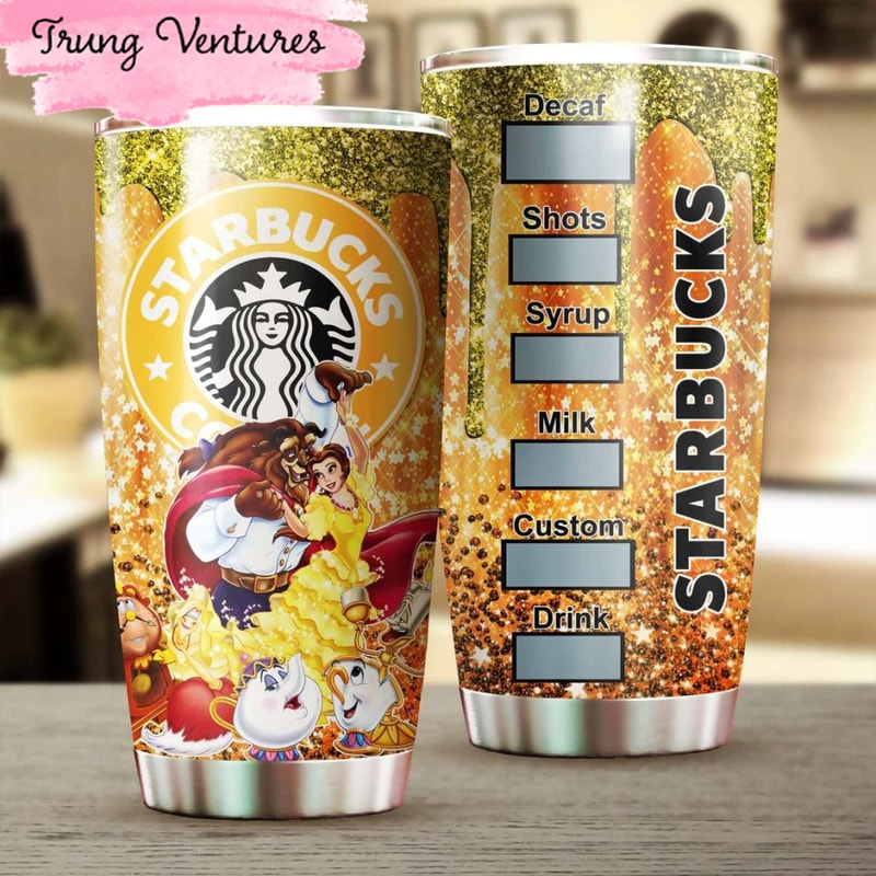 Cartoon Movie Beauty & Beast Starbucks Stainless Steel Tumbler For Disney Fan.jpg