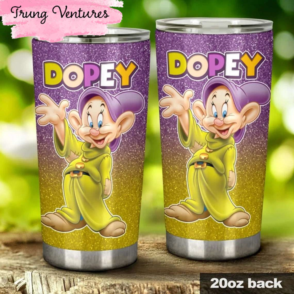 Cartoon Movie Dopey Dwarf Purple Glitter Stainless Steel Tumbler For Disney Fan.jpg