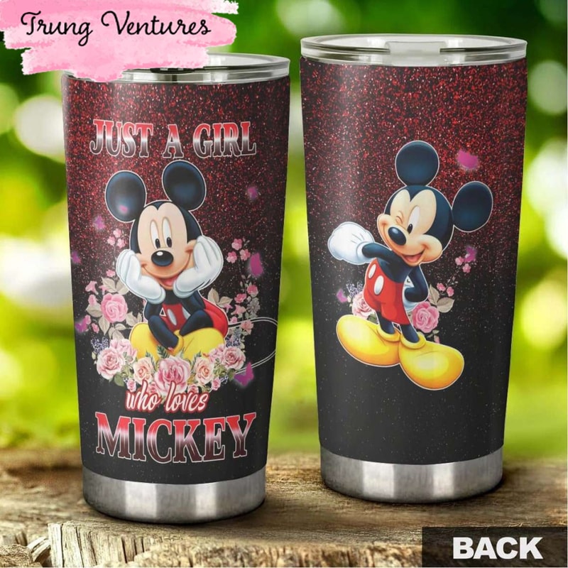 Cartoon Movie Floral Just A Girl Who Loves Mickey Stainless Steel Tumbler For Disney Fan.jpg