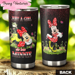 cartoon movie floral just a girl who loves minnie stainless steel tumbler for disney fan