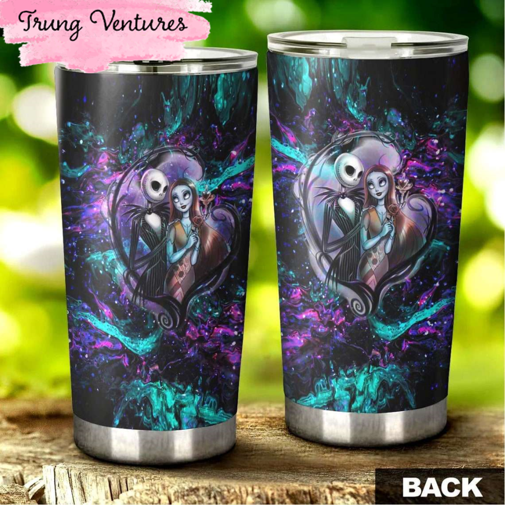 Cartoon Movie Jack Skellington Sally Stainless Steel Tumbler For Disney Fan.jpg