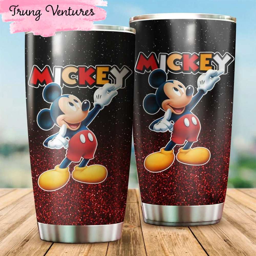 Cartoon Movie Mickey Mouse Red Glitter Stainless Steel Tumbler For Disney Fan.jpg