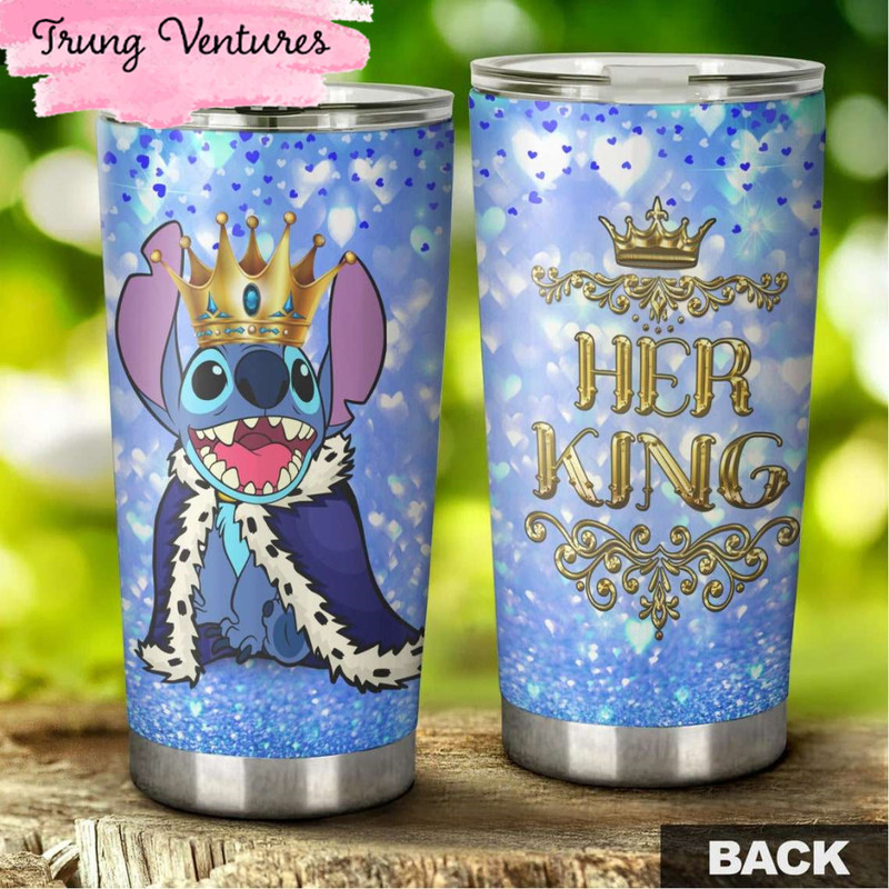 Cartoon Movie Stitch Her King Matching Couple Stainless Steel Tumbler For Disney Fan.jpg