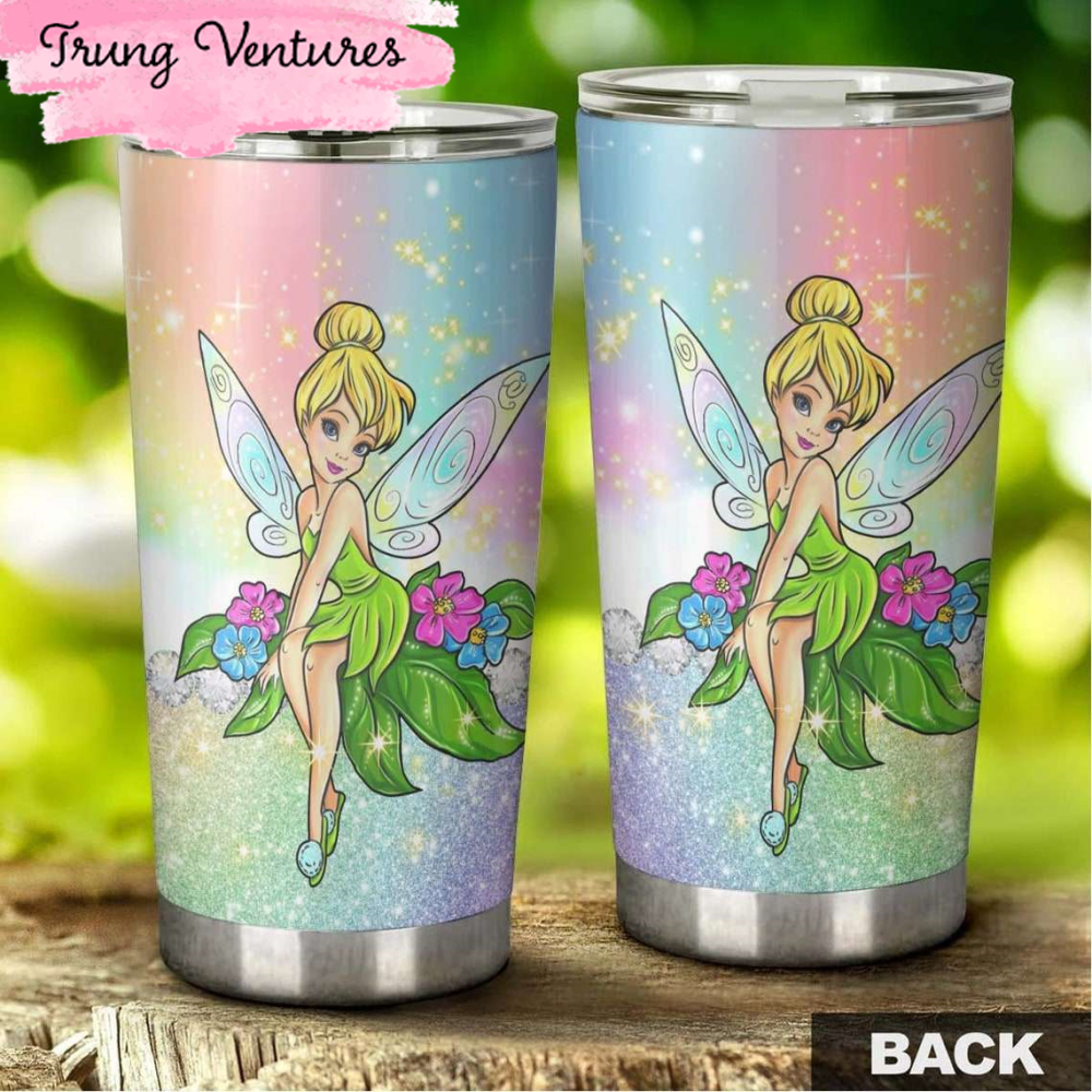 Cartoon Movie Tinker Bell Rainbow Glitter Stainless Steel Tumbler For Disney Fan.jpg