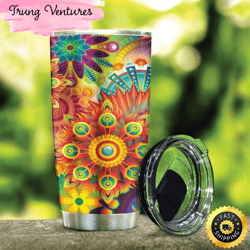 colorful pattern hippie color stainless steel tumbler for men and women